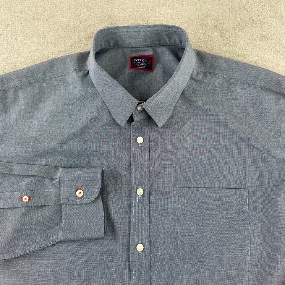 UNTUCKit Shirt Men 3XLT Tall Blue Wrinkle Free Long Sleeve Preppy Office NWOT